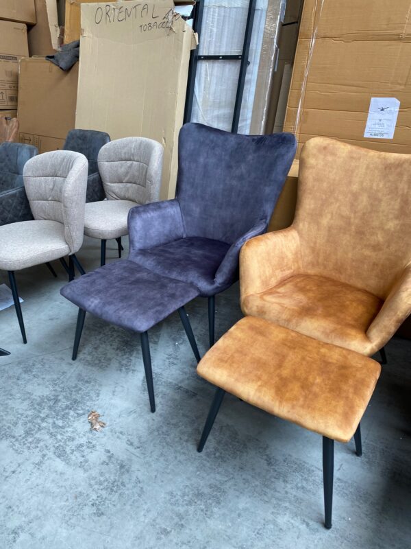 Marion fauteuil met poef, velvet - Afbeelding 4