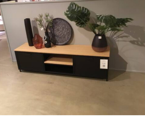 Metallo tv-dressoir, metaal + eikenhout - Afbeelding 3