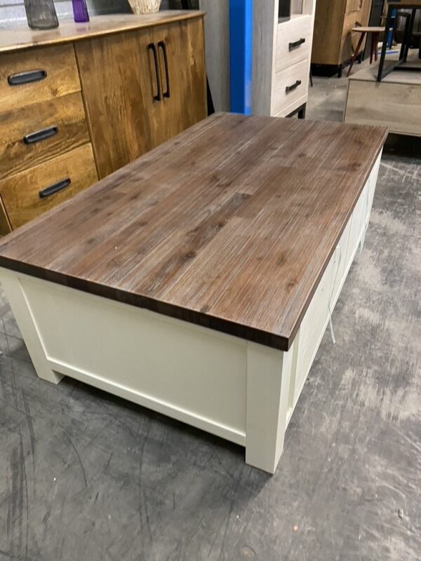Salontafel landelijk wit + smoke brown - Afbeelding 3