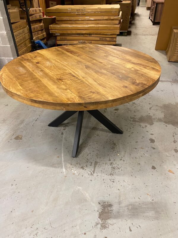 Wehl eettafel rond, mangohout