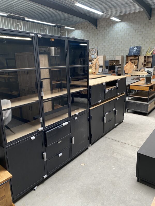 Metallo tv-dressoir, metaal + eikenhout - Afbeelding 2