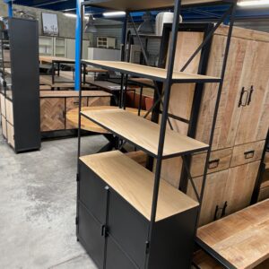 Metallo boekenkast, metaal + hout