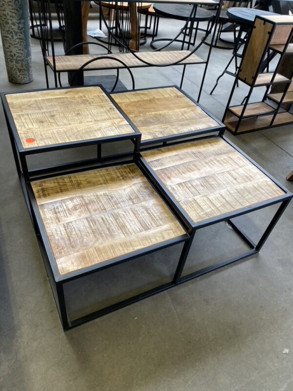 Industriële salontafel, mangohout, Benoa - Afbeelding 3