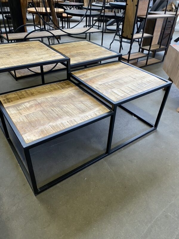 Industriële salontafel, mangohout, Benoa - Afbeelding 2