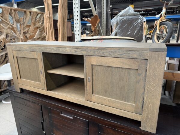 Tv-dressoir massief eikenhout, vintage clay - Afbeelding 2