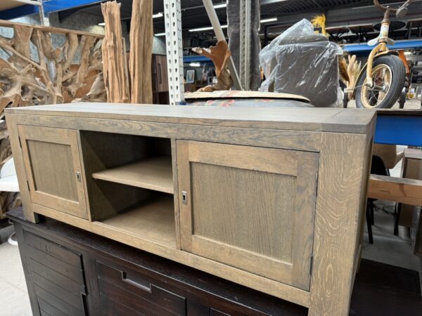 Tv-dressoir massief eikenhout, vintage clay