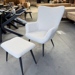 Marion fauteuil met poef, creamy white