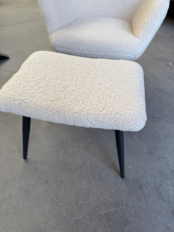Marion fauteuil met poef, creamy white - Afbeelding 4