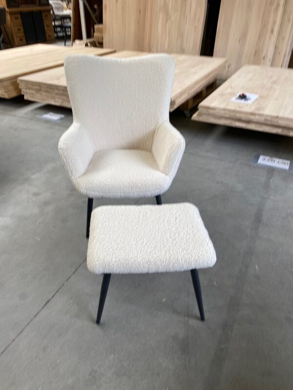 Marion fauteuil met poef, creamy white - Afbeelding 7