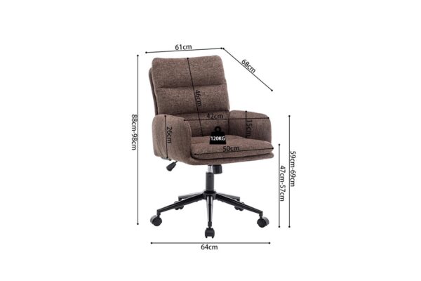 Aimé bureaustoel, kleur bruin - Afbeelding 9