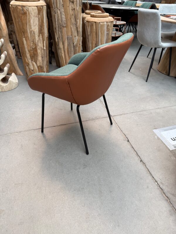 Sem armstoel groen stof + PU cognac - Afbeelding 2