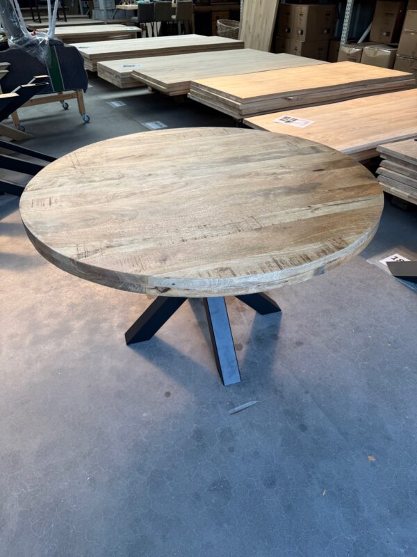 Eettafel rond, mangohout. - Afbeelding 3