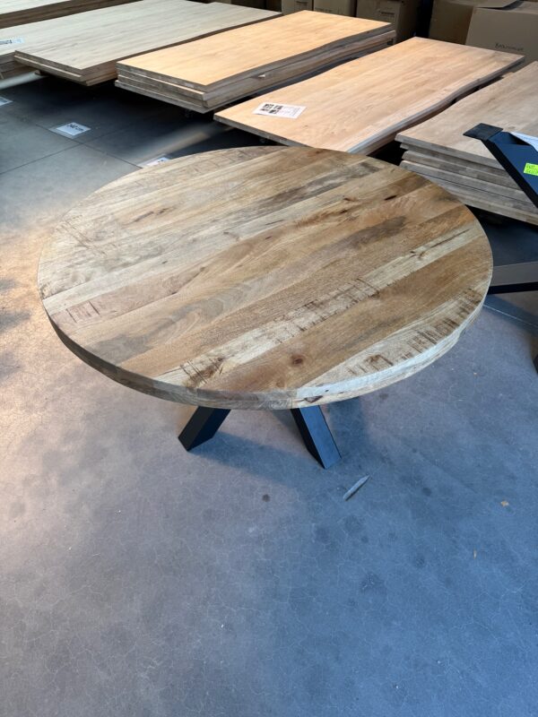 Eettafel rond, mangohout. - Afbeelding 4