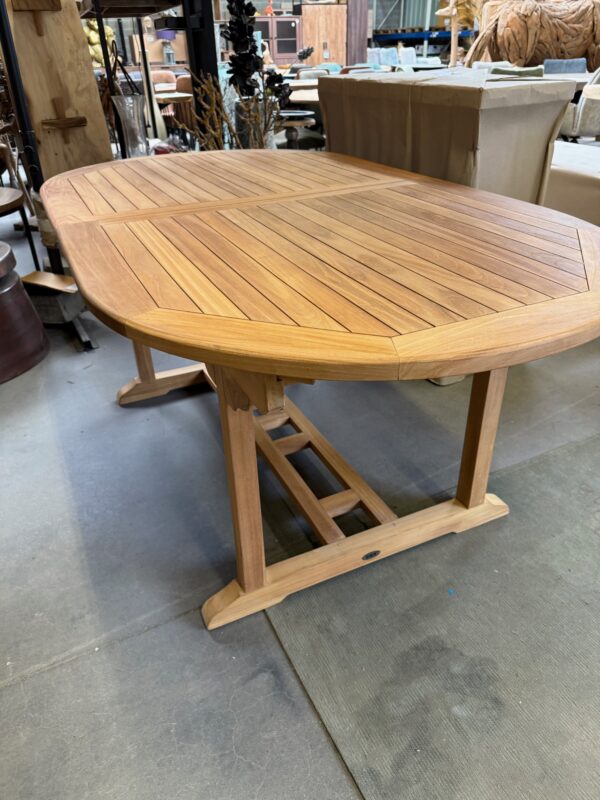 Eettafel uitschuifbaar + 6 stoelen, teakhout - Afbeelding 8