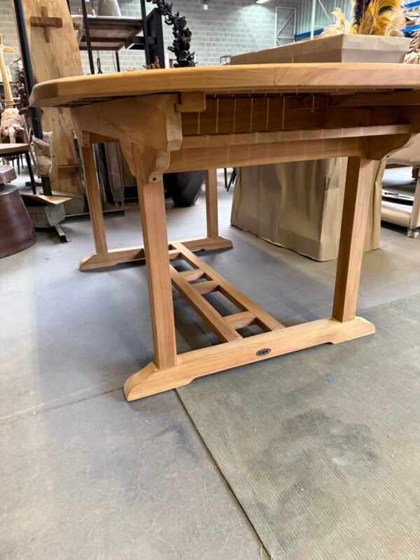 Eettafel uitschuifbaar + 6 stoelen, teakhout - Afbeelding 7