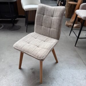 Javea eetkamerstoel, beige + houten onderstel