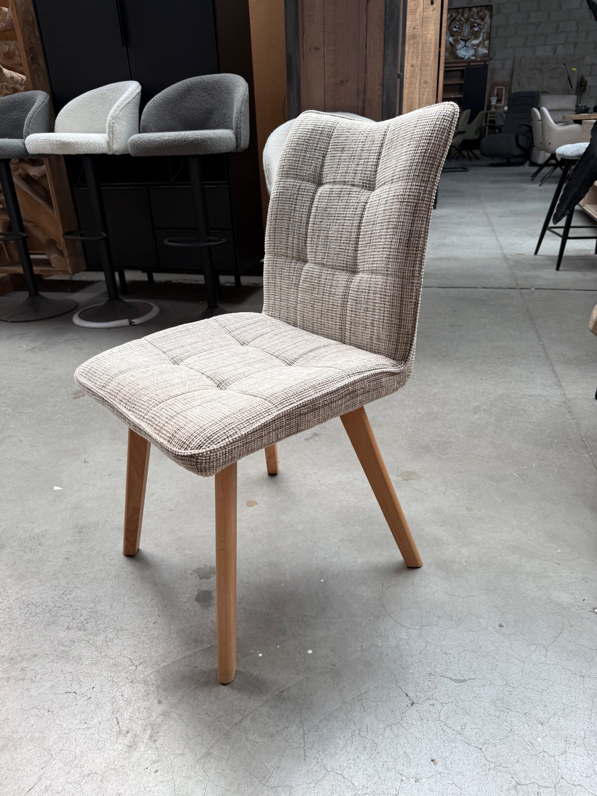 Javea eetkamerstoel, beige + houten onderstel - Afbeelding 4