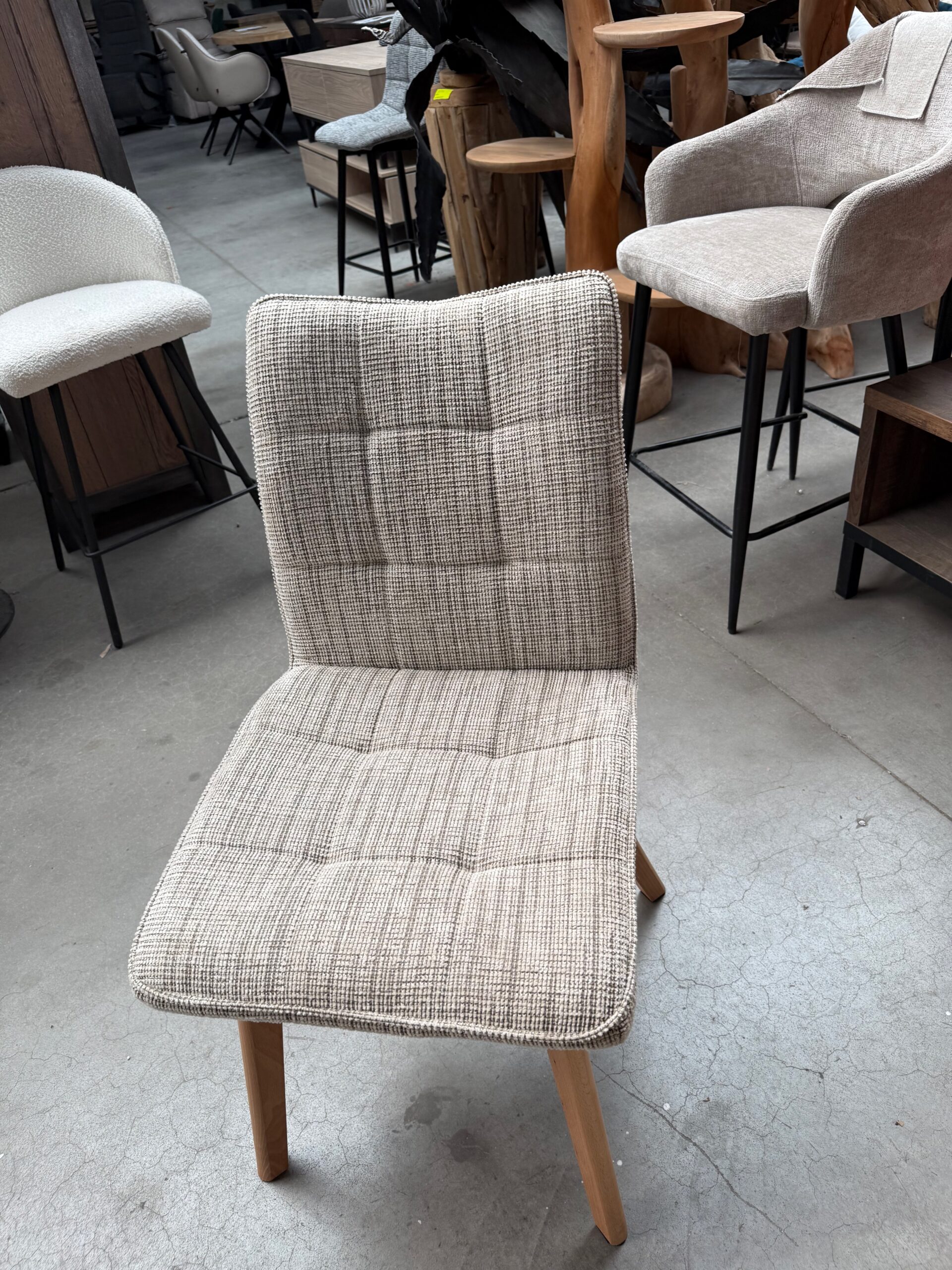 Javea eetkamerstoel, beige + houten onderstel - Afbeelding 3