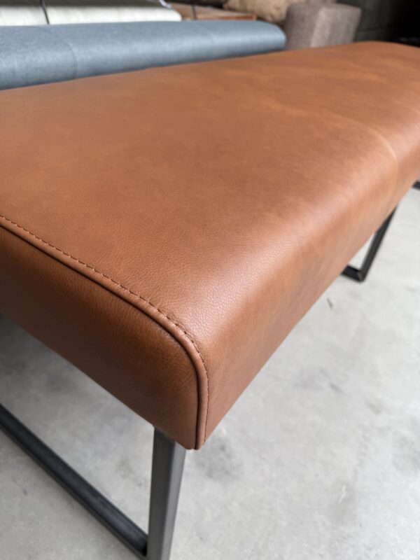 Eetkamerbank cognac leder - Afbeelding 4