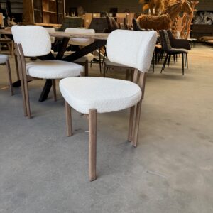 Girona eetkamerstoel, beige + metalen onderstel