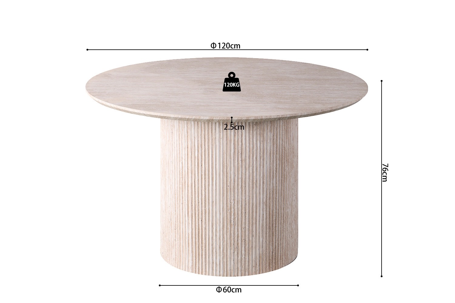 Lagos eettafel rond, kleur travertin - Afbeelding 11