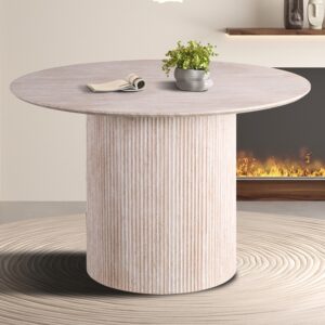 Lagos eettafel rond, kleur travertin