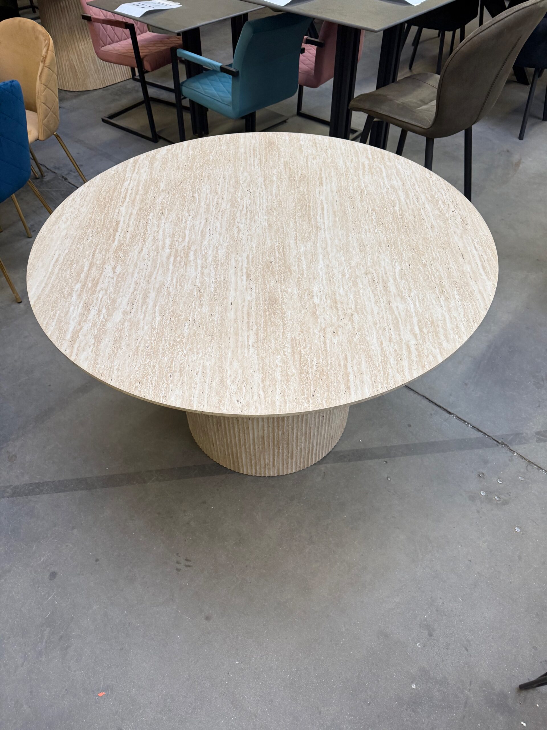 Lagos eettafel rond, kleur travertin - Afbeelding 3