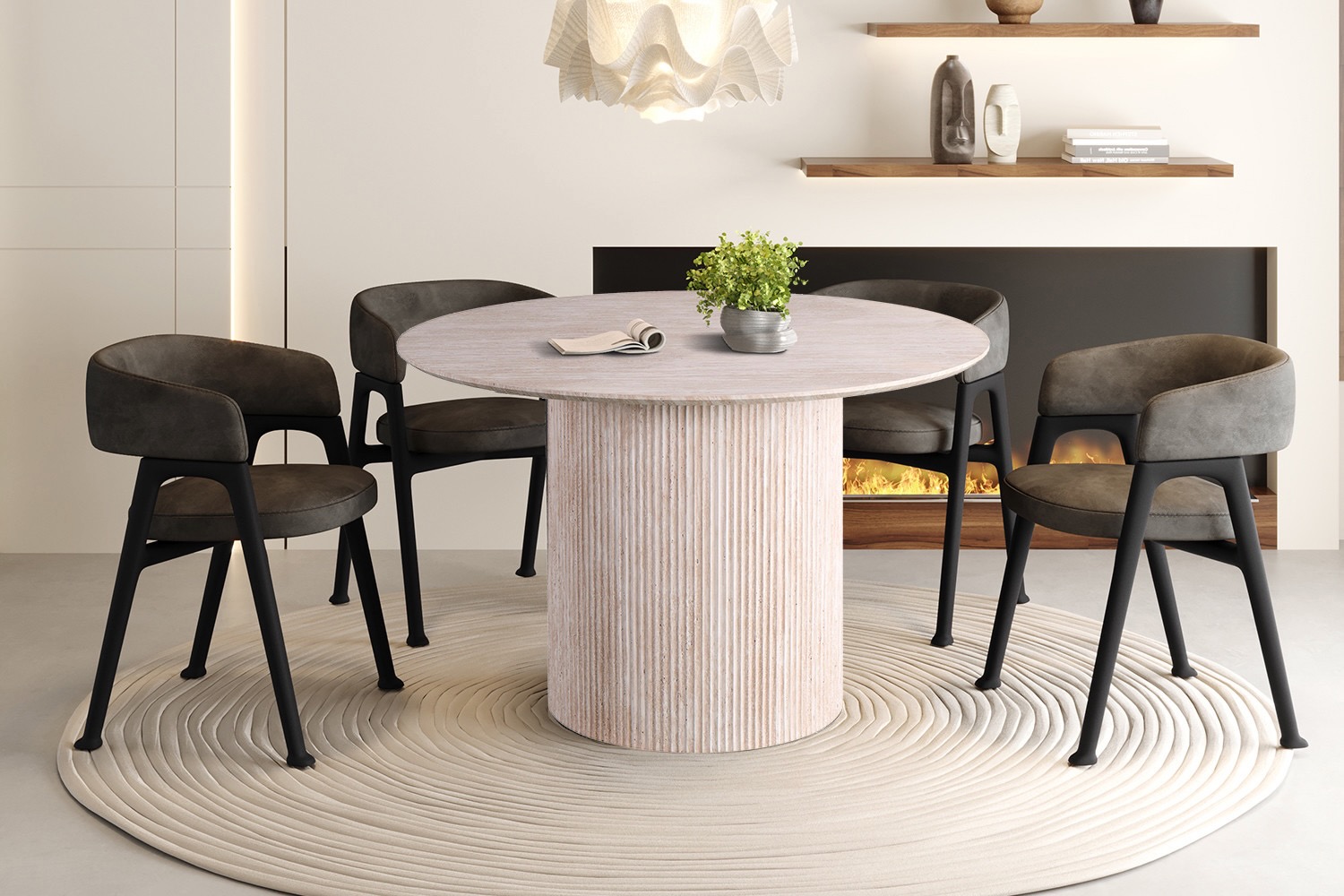 Lagos eettafel rond, kleur travertin - Afbeelding 9