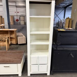 Boekenkast landelijk wit + smoke brown