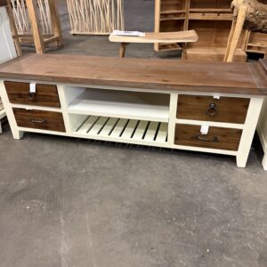 Tv-dressoir landelijk wit + smoke brown