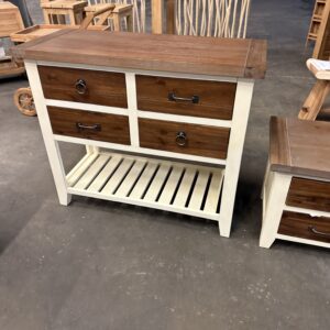 Sidetable landelijk wit + smoke brown